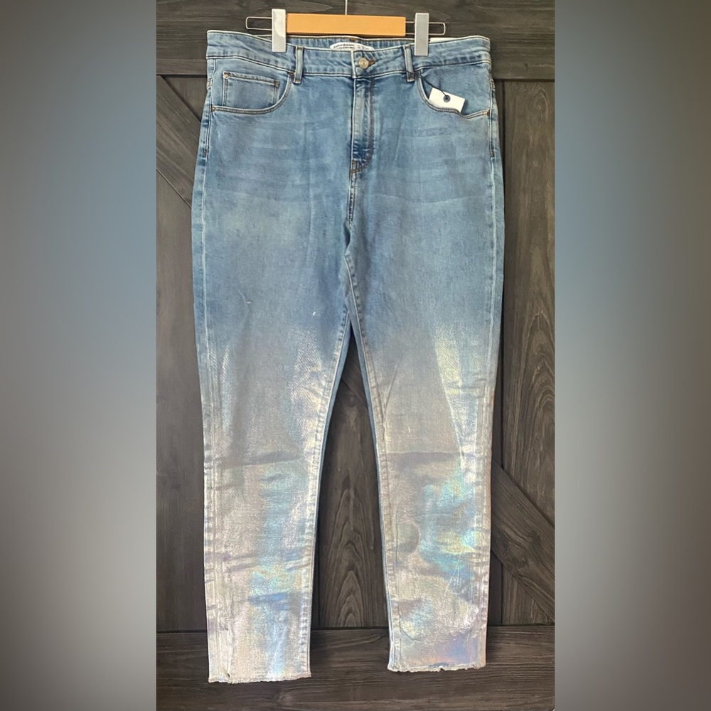 Zara Women's Skinny Jeans - Light Blue with Shimmer